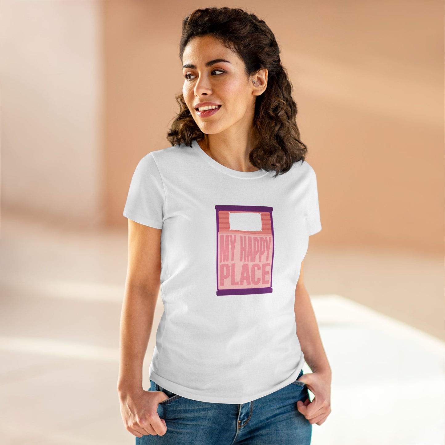 My Happy Place, MY Bed Women's Shirt | Fun Shirt for Sleep Lovers and Relaxed Gift Idea