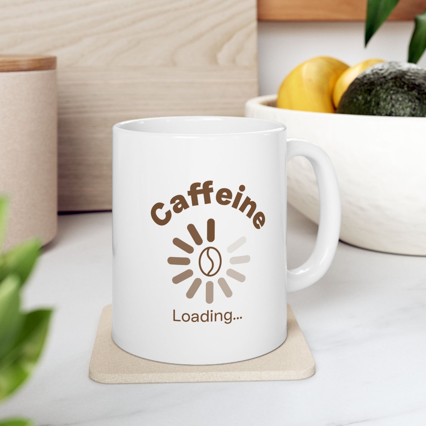 Caffeine Loading Ceramic Mug | Coffee Bean Design, For Coffee Lovers, Fun Gift Idea For Any Ocasion