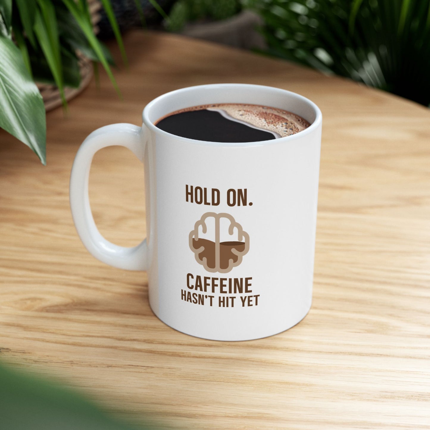 Funny Waiting For Caffeine Ceramic Mug | Fun Gift for Coffee Lovers and Brewing Enthusiasts